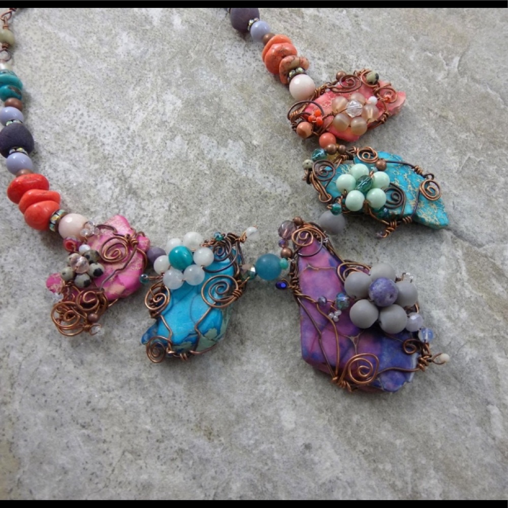 Handcrafted colorful rainbow necklace